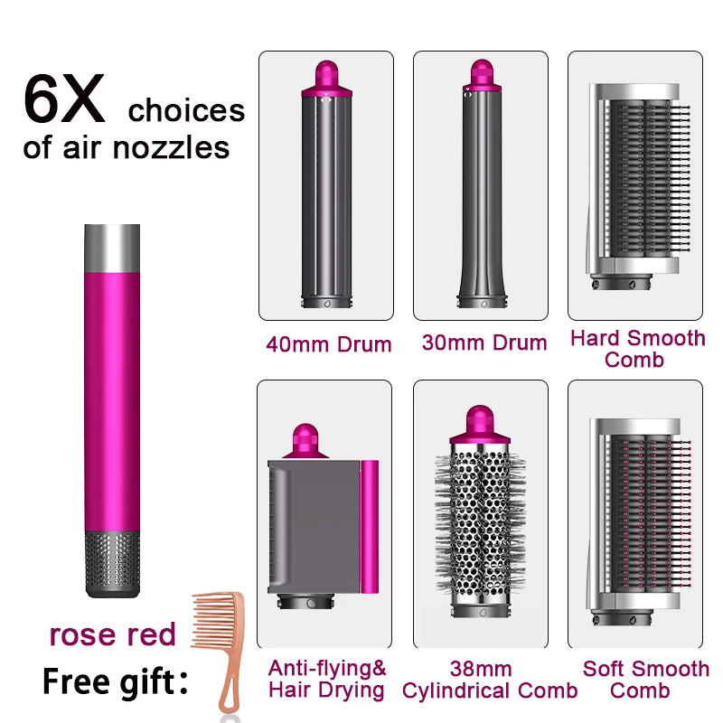 6IN1 Multi-Functional Hair Styler 1300W | Drying/Straightening/Curling | Fast Heating, Perfect for Home Grooming & Salon,