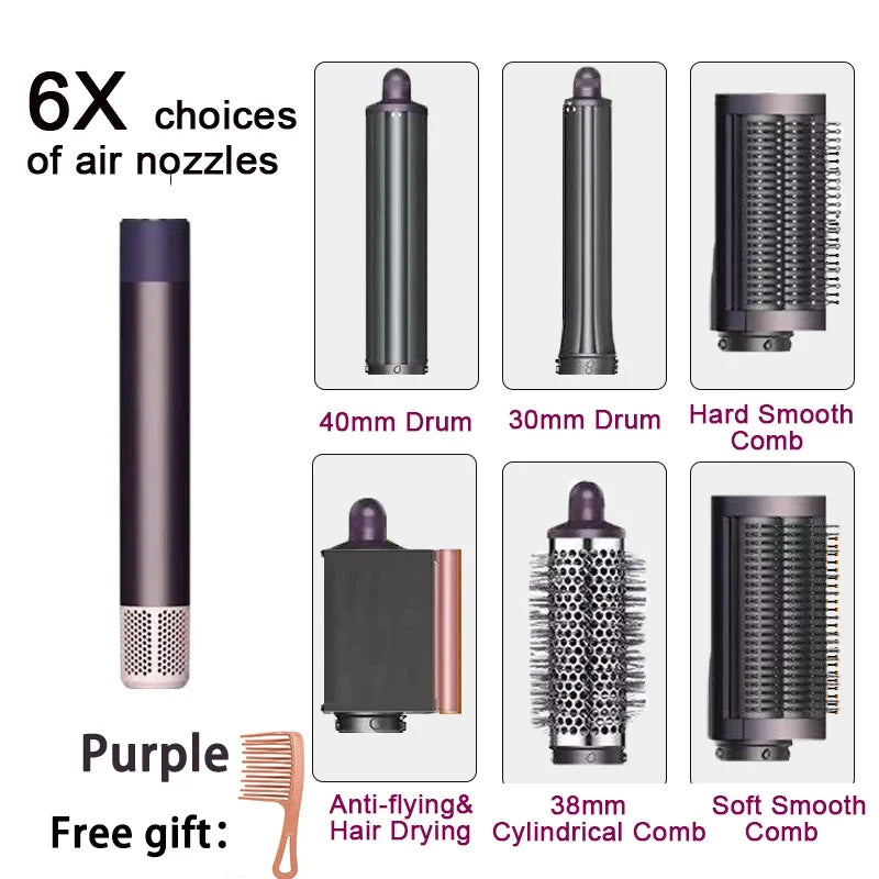 6IN1 Multi-Functional Hair Styler 1300W | Drying/Straightening/Curling | Fast Heating, Perfect for Home Grooming & Salon,