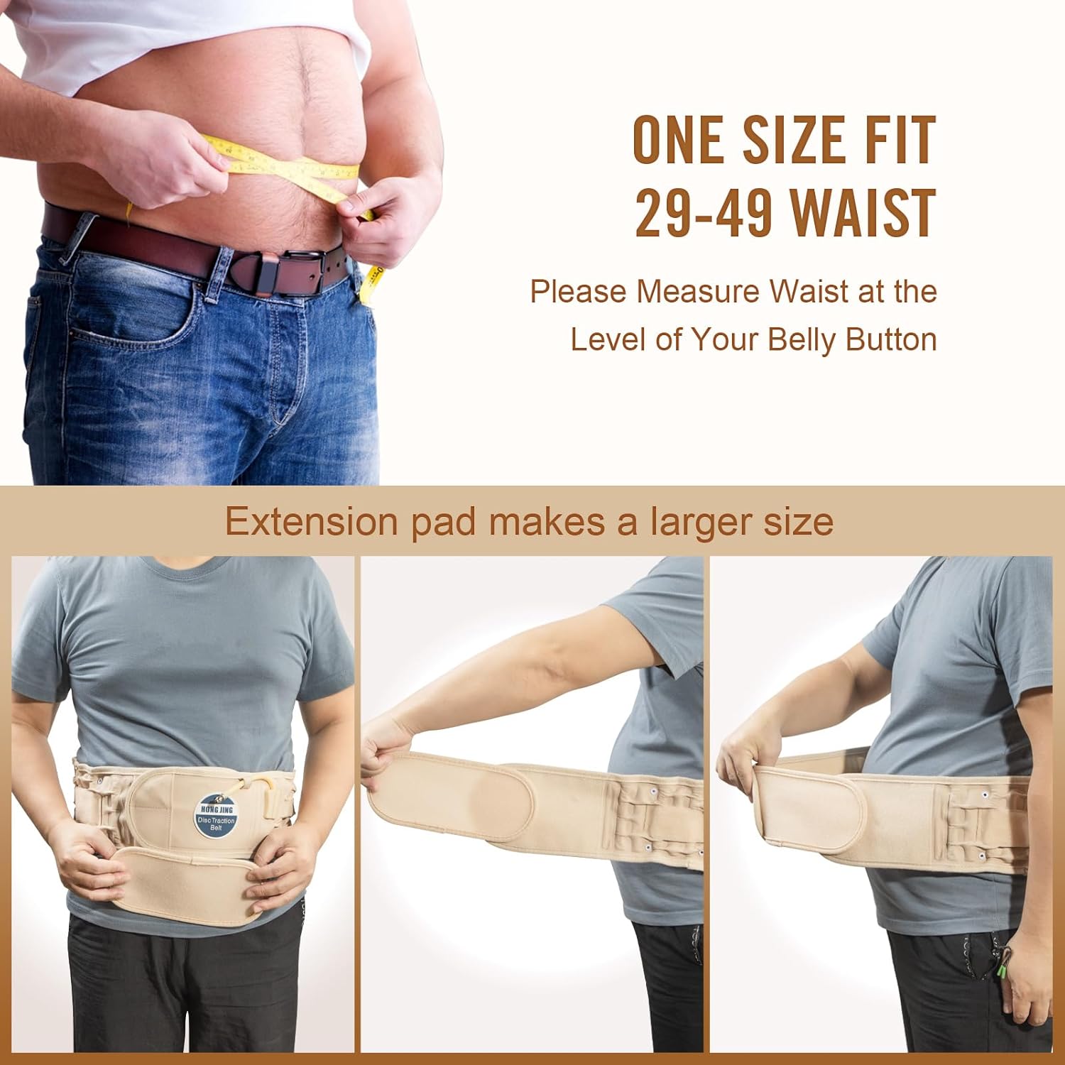 HONGJING Decompression Belt with Electric Pump for Lower Back Pain Relief - Inflatable Back Reliever Lumbar Support for Men Women, One Size Fits 29-49 Waist