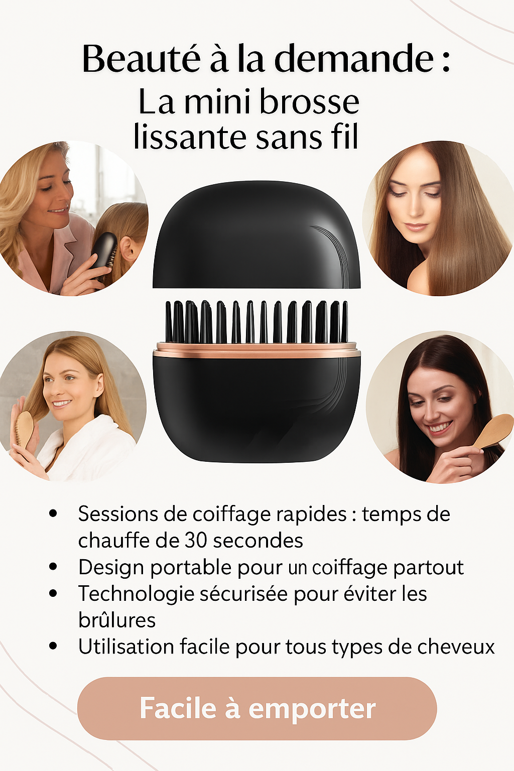 Brosse Lissante Portable Élégance™