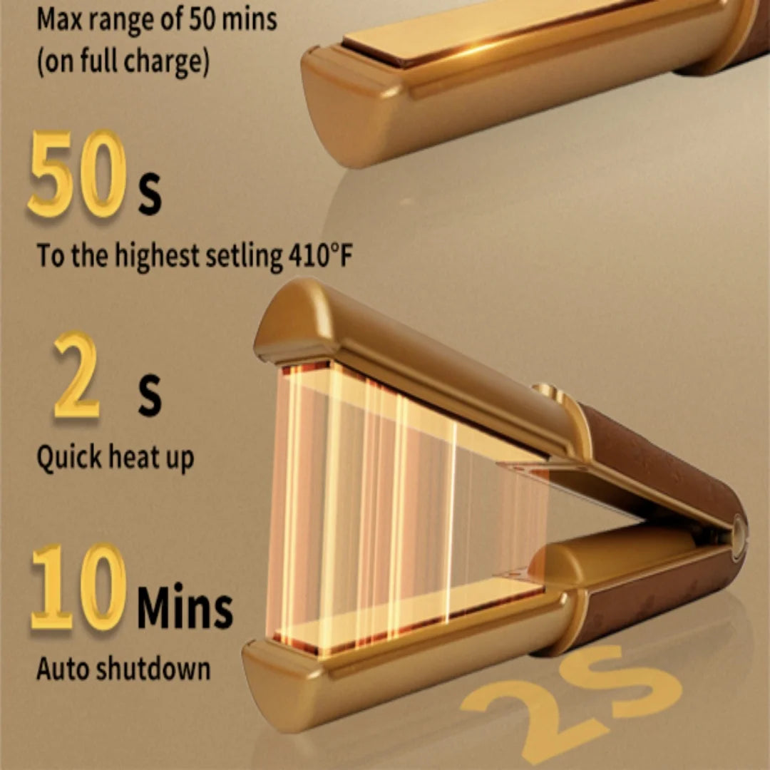 Curling Iron Wireless Straightener curling iron 2-in-1 Rechargeable Travel Mini Hair Straightener