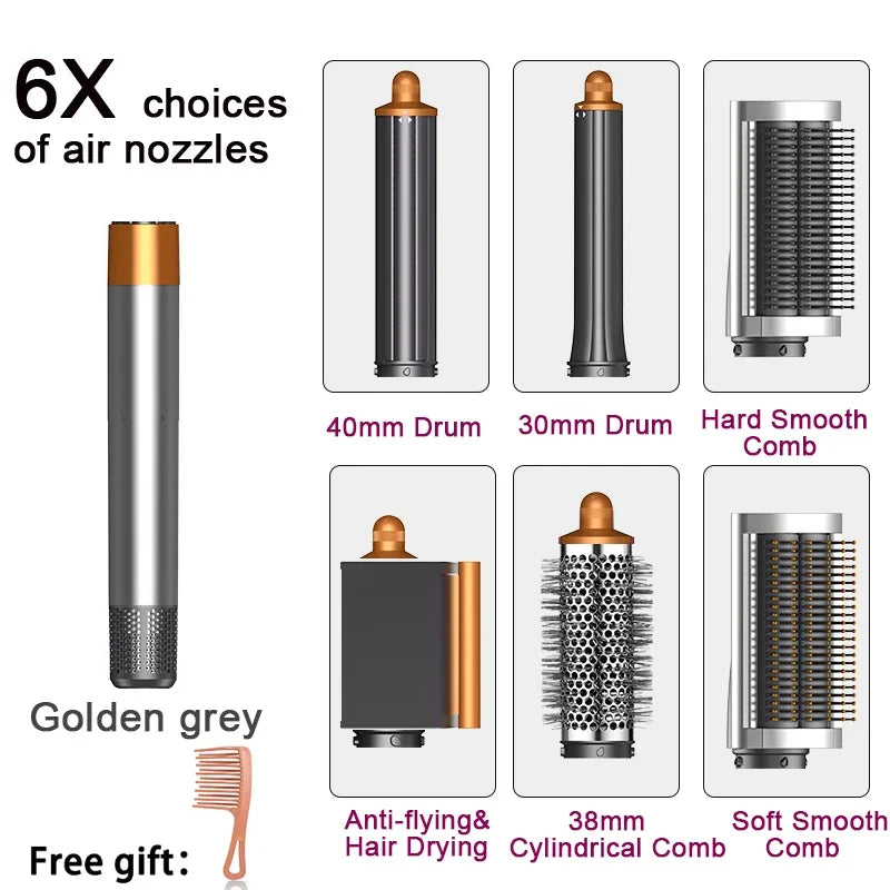 6IN1 Multi-Functional Hair Styler 1300W | Drying/Straightening/Curling | Fast Heating, Perfect for Home Grooming & Salon,