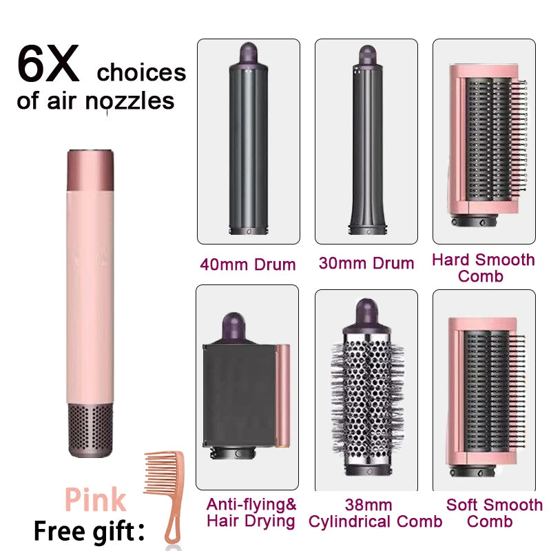 6IN1 Multi-Functional Hair Styler 1300W | Drying/Straightening/Curling | Fast Heating, Perfect for Home Grooming & Salon,