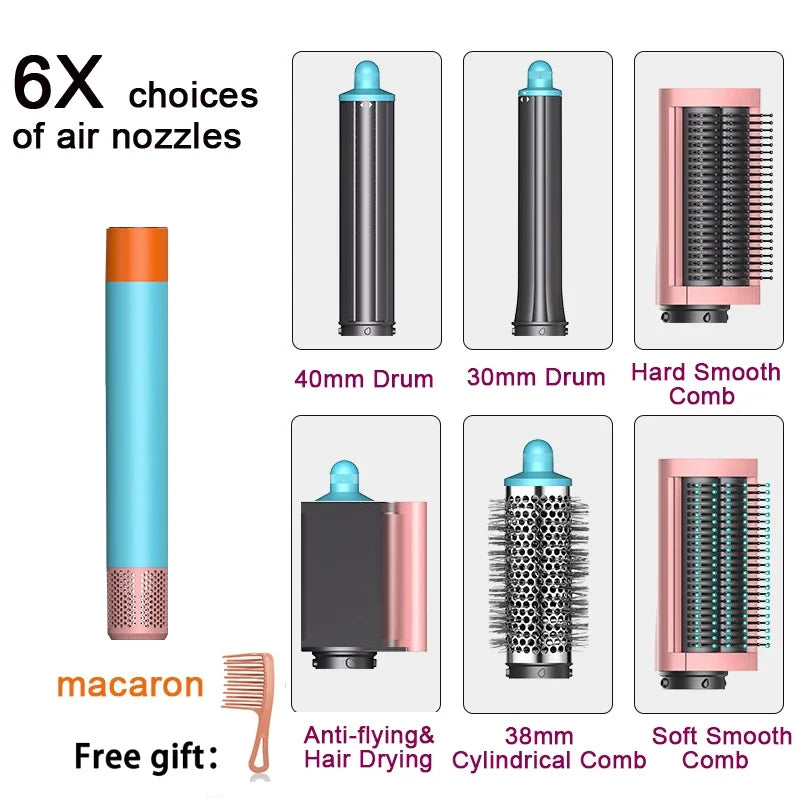 6IN1 Multi-Functional Hair Styler 1300W | Drying/Straightening/Curling | Fast Heating, Perfect for Home Grooming & Salon,