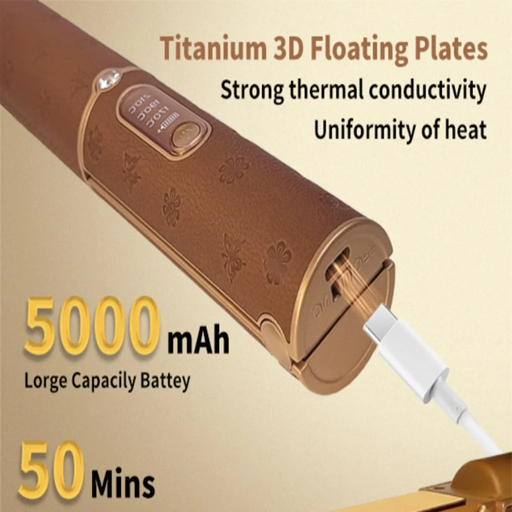 Curling Iron Wireless Straightener curling iron 2-in-1 Rechargeable Travel Mini Hair Straightener