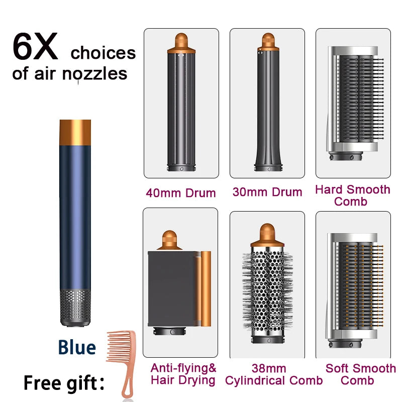 6IN1 Multi-Functional Hair Styler 1300W | Drying/Straightening/Curling | Fast Heating, Perfect for Home Grooming & Salon,