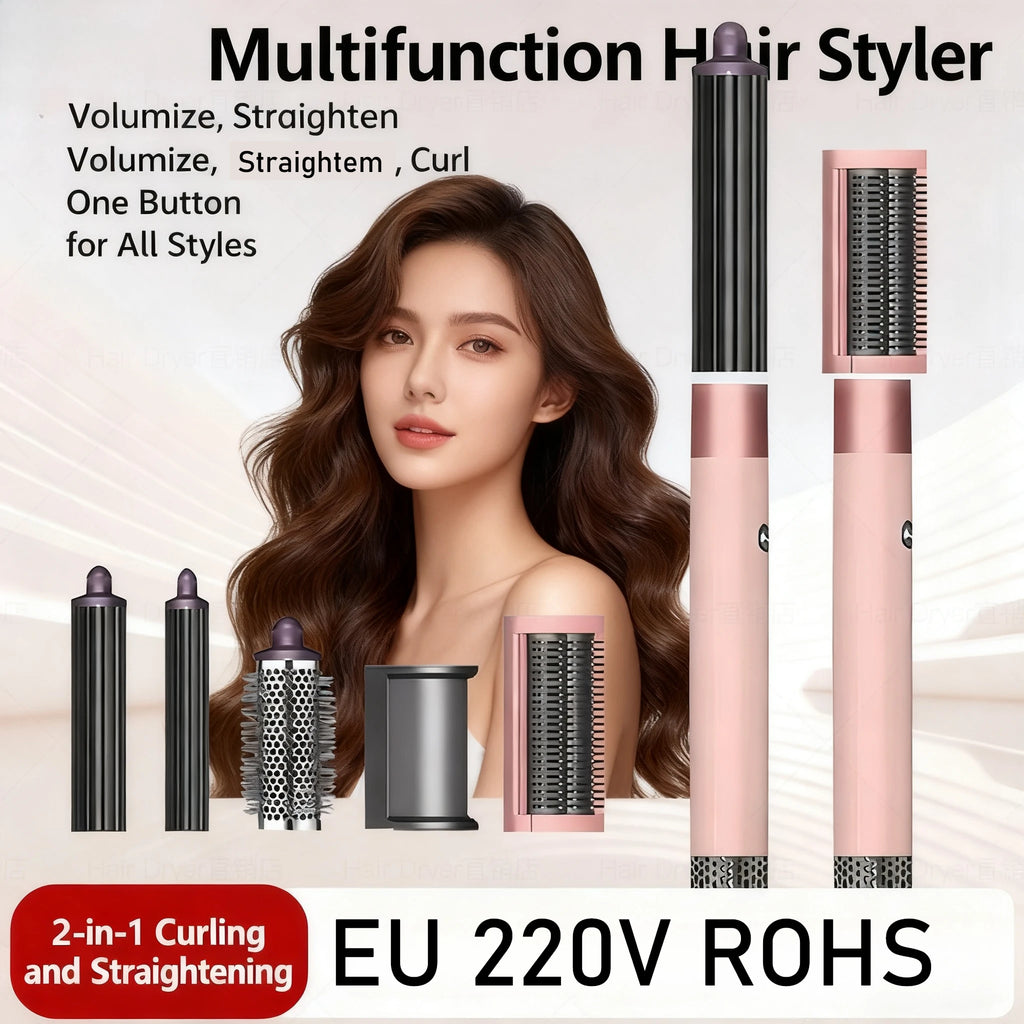 6IN1 Multi-Functional Hair Styler 1300W | Drying/Straightening/Curling | Fast Heating, Perfect for Home Grooming & Salon,
